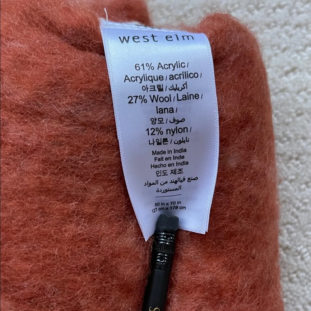 West Elm Terracotta and Ivory Throw Blanket